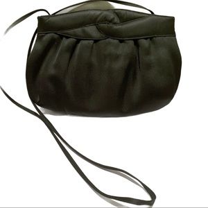 Vintage Black Satin Clutch Bag